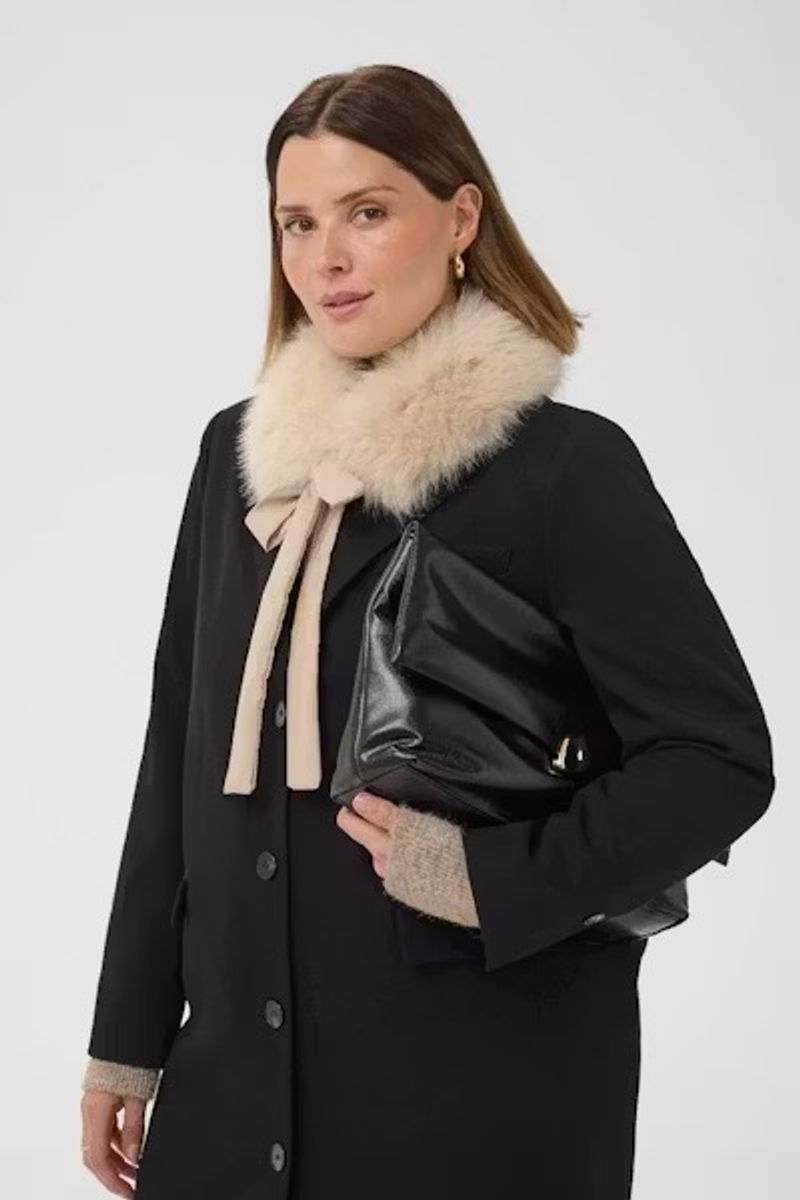 Delores Fake Fur Collar Kaffe