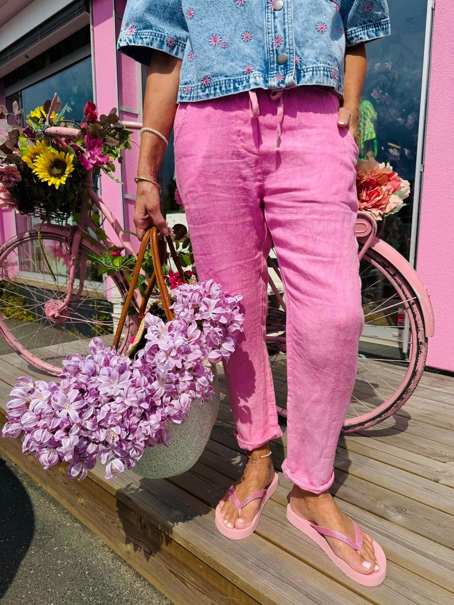 Pink Summer Linen Pant